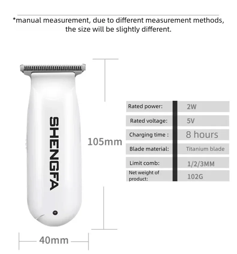 Mini Hair Trimmer 0mm T-Steel Blade Portable Rechargeable Electric Hair Clipper for Bald Head Shaving Barber Haircuts Precision