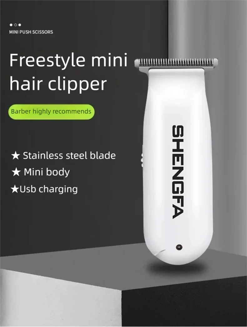 Mini Hair Trimmer 0mm T-Steel Blade Portable Rechargeable Electric Hair Clipper for Bald Head Shaving Barber Haircuts Precision
