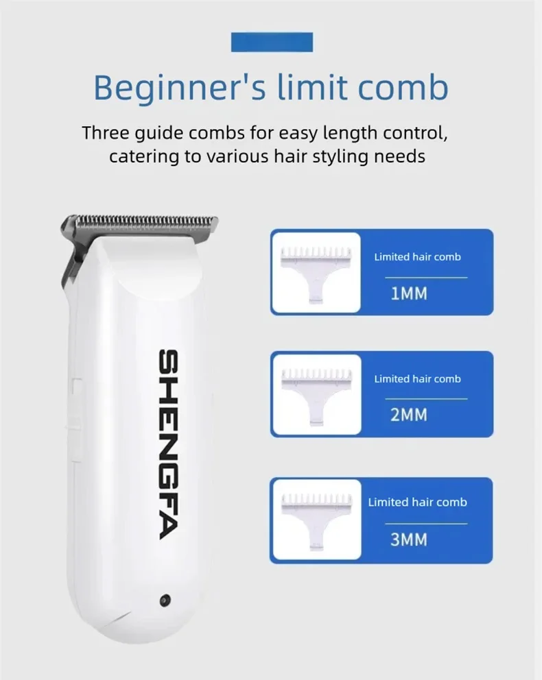 Mini Hair Trimmer 0mm T-Steel Blade Portable Rechargeable Electric Hair Clipper for Bald Head Shaving Barber Haircuts Precision