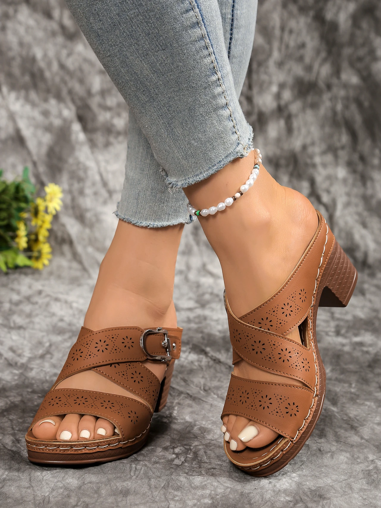 2026 Summer New Sandals for Women Fashionable Comfortable Slip on Outdoor Casual High Heel Slippers Sandalias De Mujer Big Size