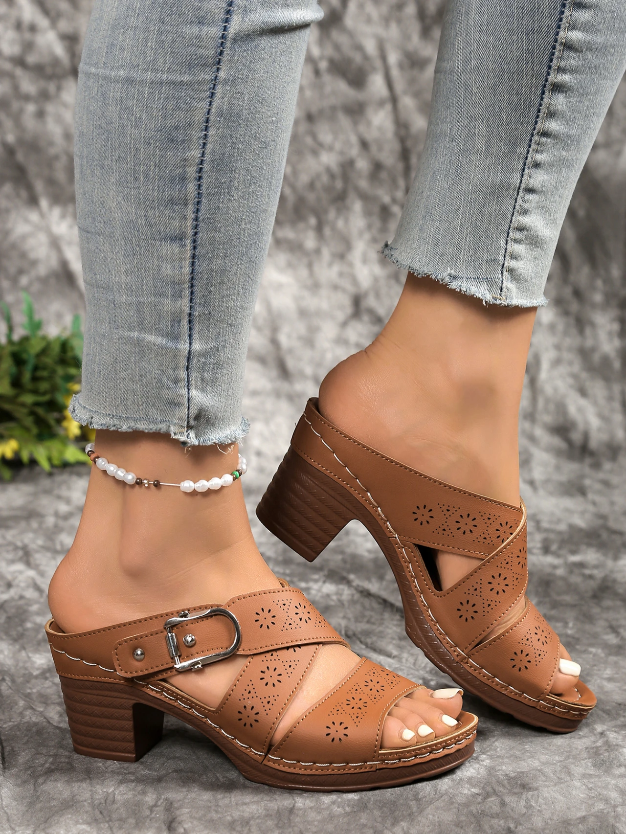 2026 Summer New Sandals for Women Fashionable Comfortable Slip on Outdoor Casual High Heel Slippers Sandalias De Mujer Big Size