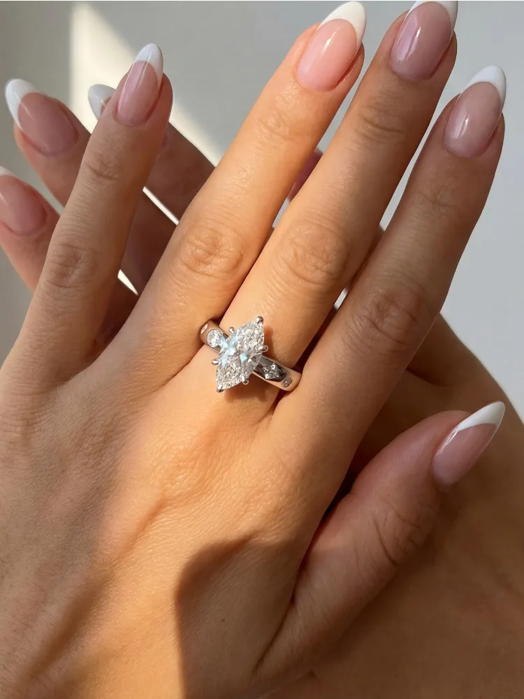 925 Sterling Silver Elegant Fashionable Marquise Zircon Ring for Women Anniversary Wedding Luxury High Quality Fine Jewelry
