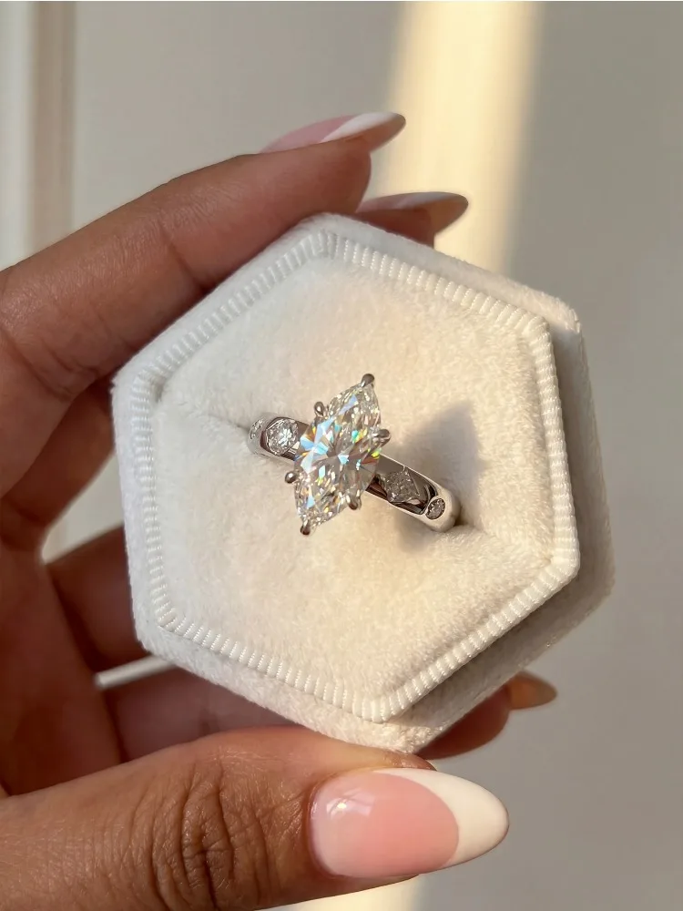 925 Sterling Silver Elegant Fashionable Marquise Zircon Ring for Women Anniversary Wedding Luxury High Quality Fine Jewelry
