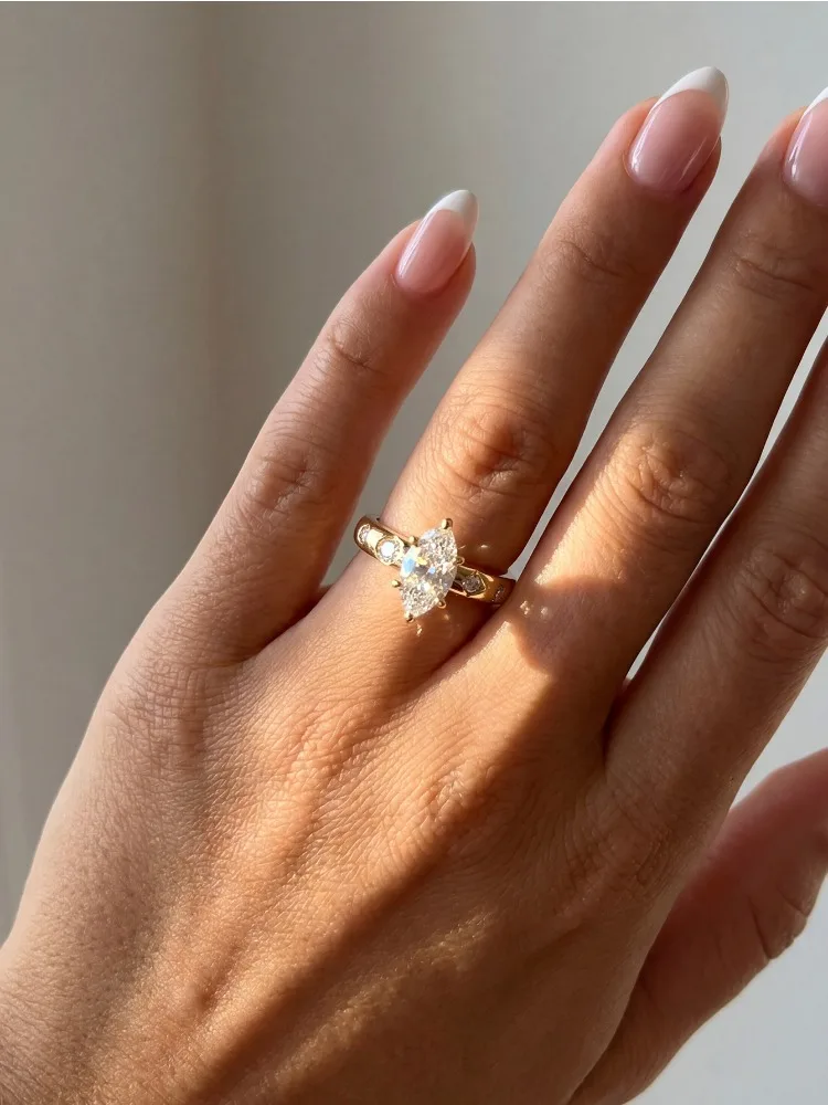 925 Sterling Silver Elegant Fashionable Marquise Zircon Ring for Women Anniversary Wedding Luxury High Quality Fine Jewelry