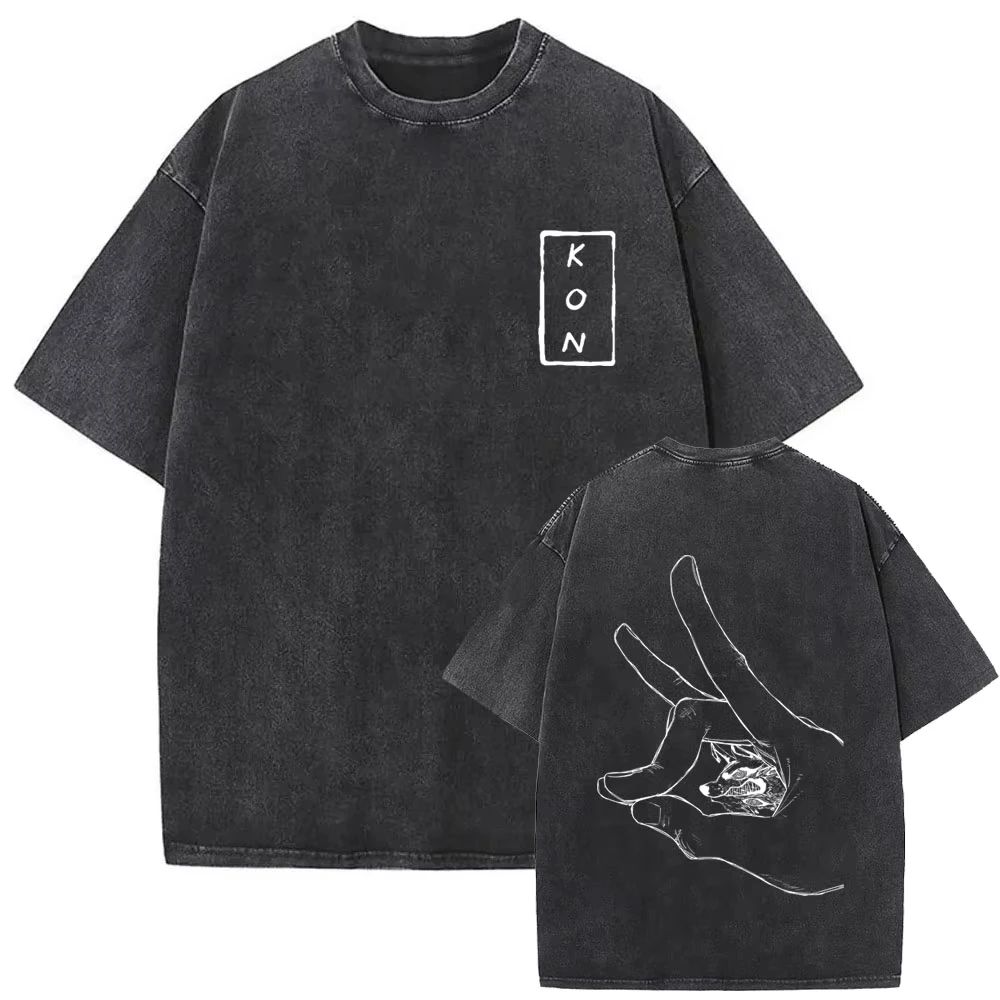 2026 Anime Chainsaw Man Vintage Washed T-shirt Hayakawa Aki Summon Kon Fox Devil Graphic T Shirt Men Women Casual Fashion Tshirt