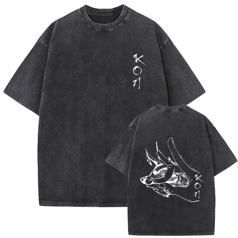 2026 Anime Chainsaw Man Vintage Washed T-shirt Hayakawa Aki Summon Kon Fox Devil Graphic T Shirt Men Women Casual Fashion Tshirt