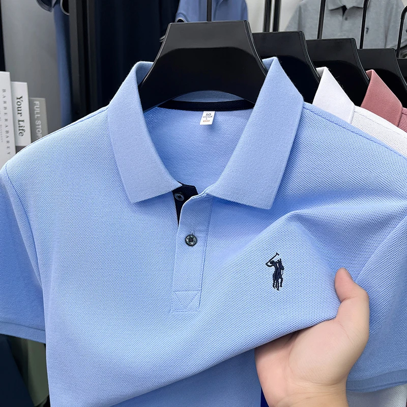 100% pure cotton short sleeve polo shirt summer breathable men's T-shirt luxury brand Paul Pony embroidered business casual top