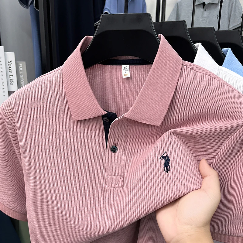 100% pure cotton short sleeve polo shirt summer breathable men's T-shirt luxury brand Paul Pony embroidered business casual top