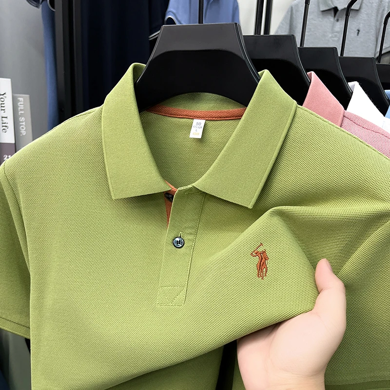 100% pure cotton short sleeve polo shirt summer breathable men's T-shirt luxury brand Paul Pony embroidered business casual top