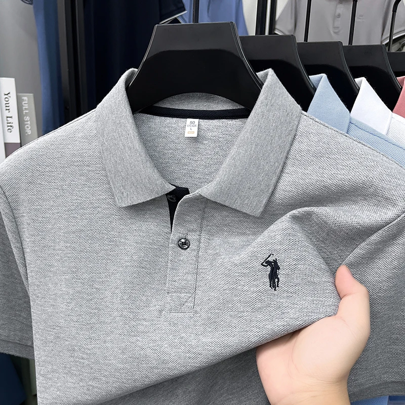 100% pure cotton short sleeve polo shirt summer breathable men's T-shirt luxury brand Paul Pony embroidered business casual top