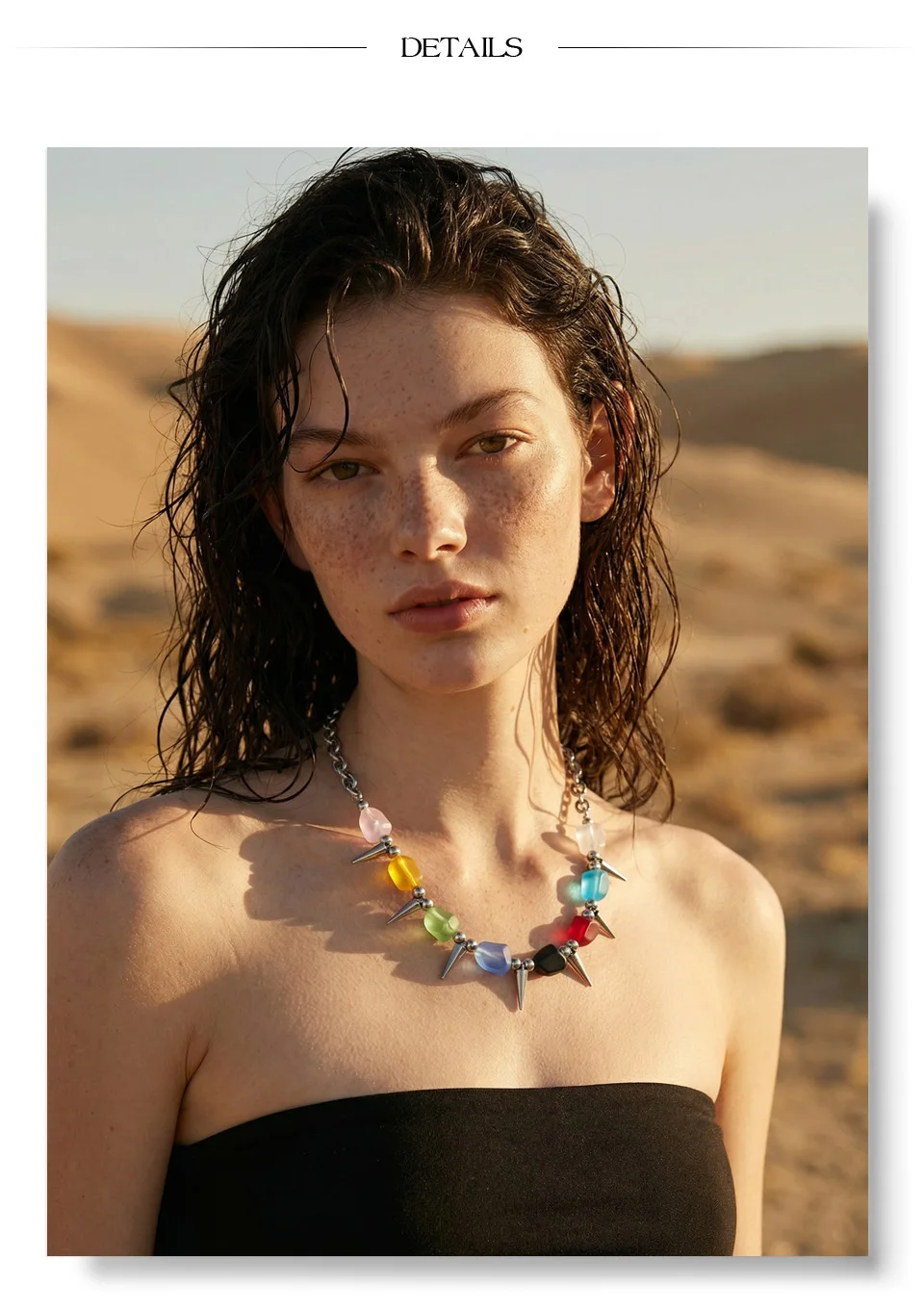 Yhpup 2026 Arrivals Stainless Steel Colorful Acrylic Rivet Drop Necklace Hip-Hop Nightclub Party Wear Unisex Jewelry