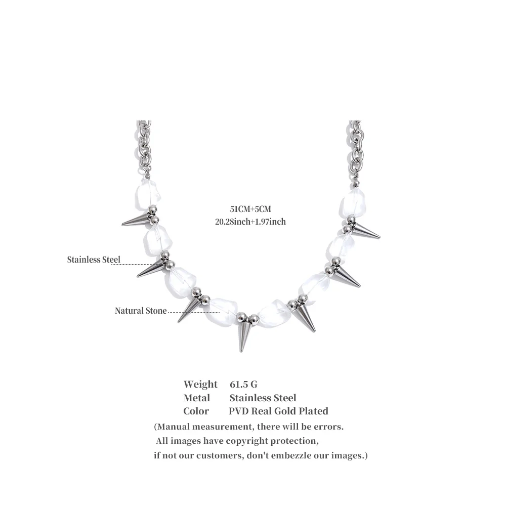 Yhpup 2026 Arrivals Stainless Steel Colorful Acrylic Rivet Drop Necklace Hip-Hop Nightclub Party Wear Unisex Jewelry
