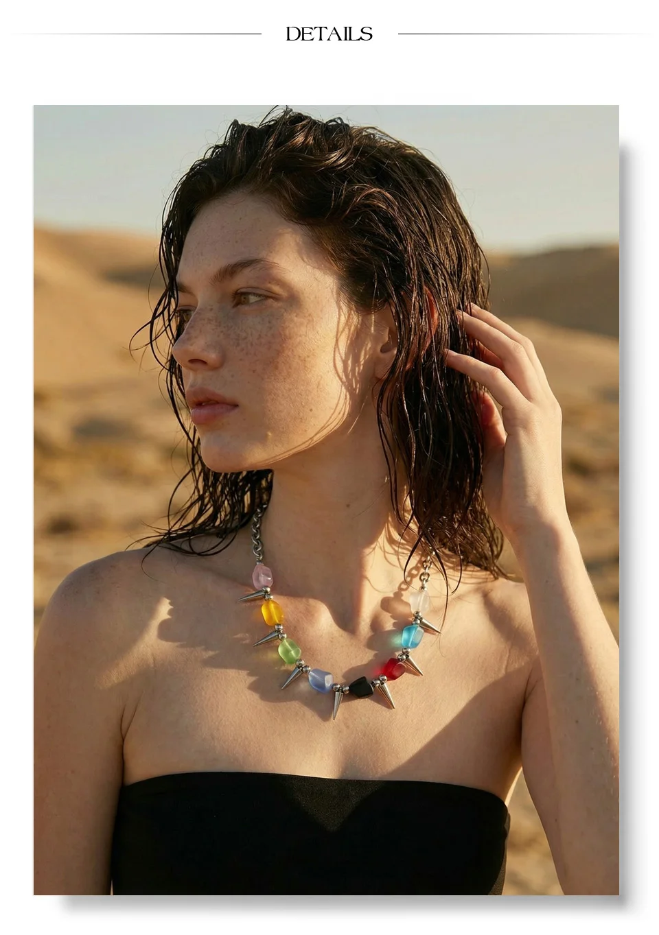 Yhpup 2026 Arrivals Stainless Steel Colorful Acrylic Rivet Drop Necklace Hip-Hop Nightclub Party Wear Unisex Jewelry
