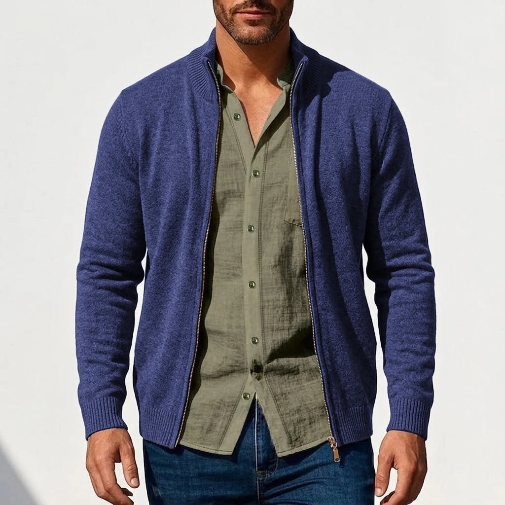 New Men's Casual Knitted Zipper Cardigan Jackets Spring Work Jumper Zip Sweater Long Sleeve Knitwear Autumn Gym Man Streetwear