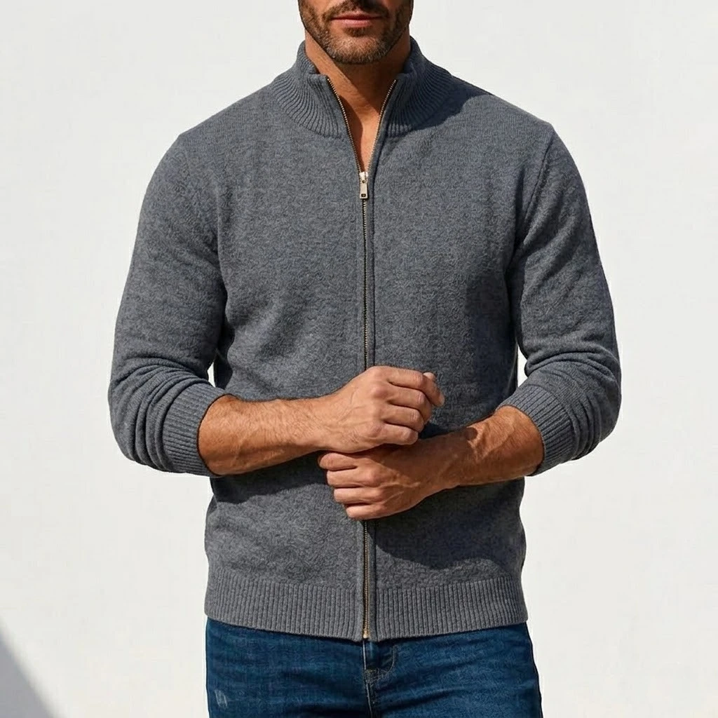 New Men's Casual Knitted Zipper Cardigan Jackets Spring Work Jumper Zip Sweater Long Sleeve Knitwear Autumn Gym Man Streetwear