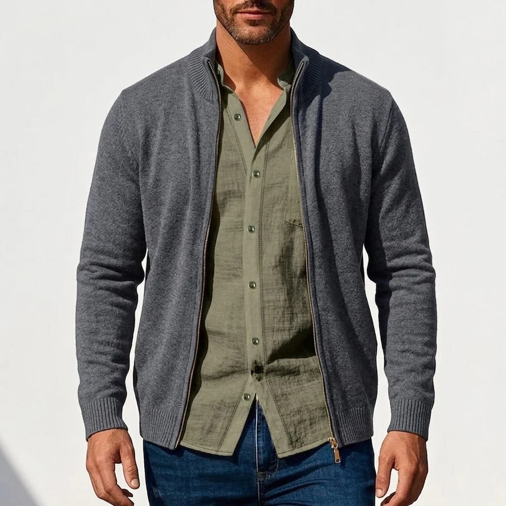 New Men's Casual Knitted Zipper Cardigan Jackets Spring Work Jumper Zip Sweater Long Sleeve Knitwear Autumn Gym Man Streetwear