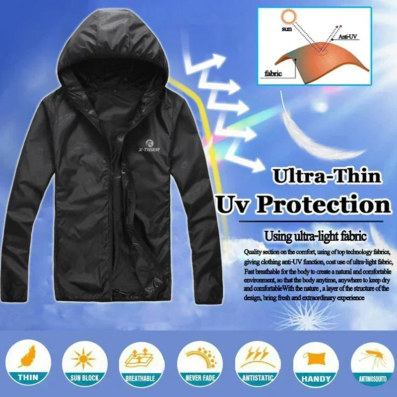 X-TIGER Ultralight Windbreaker Portable Foldable Hooded Jacket Unisex UV Protection Lightweight Outdoor Coat for Camping Hiking