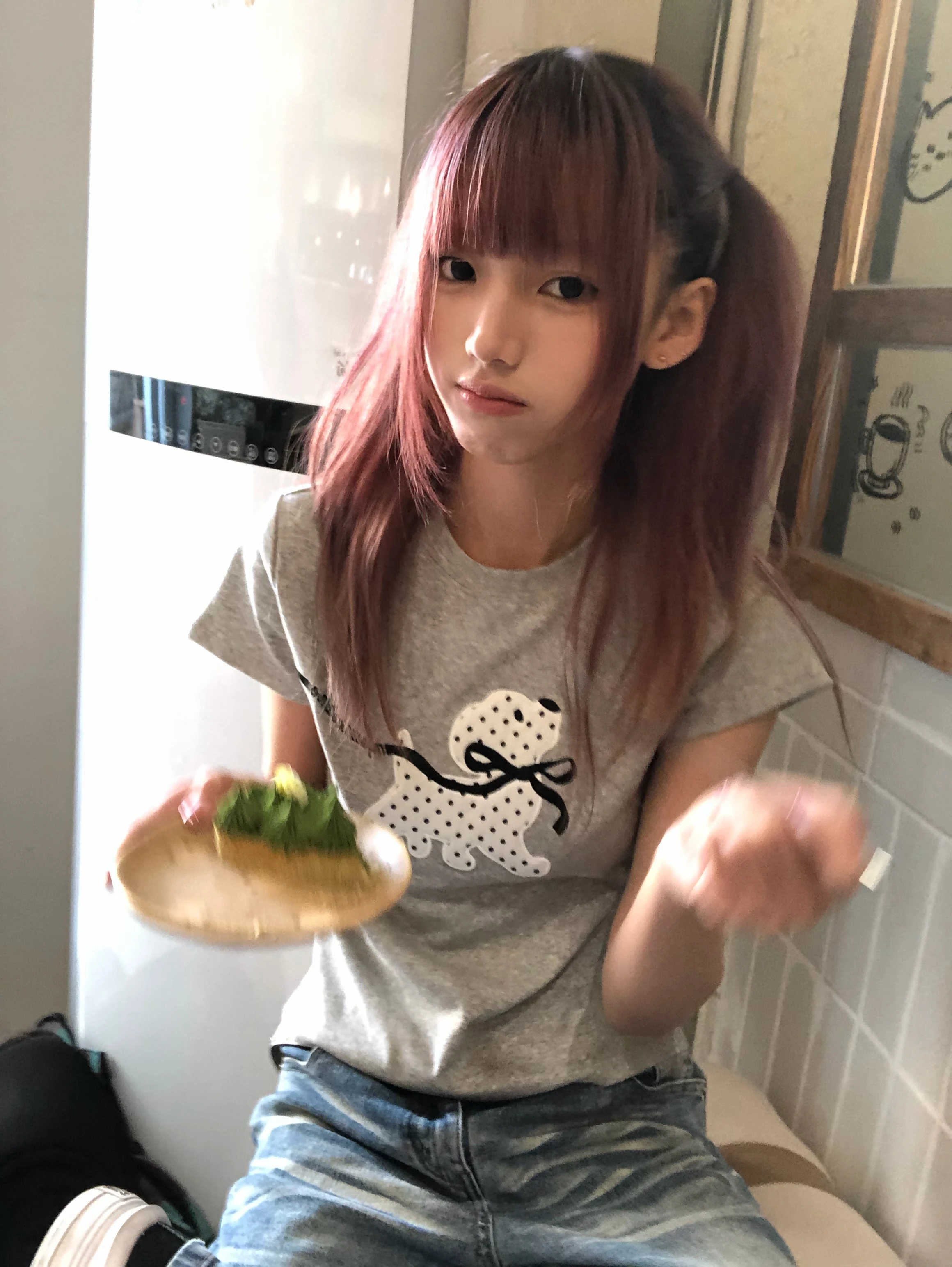 Karrram Japanese Y2k Polka Dot Puppy Print T-shirt 2000s Style Short Sleeve Grey T Shirt Vintage Harajuku Cutecore Tops American