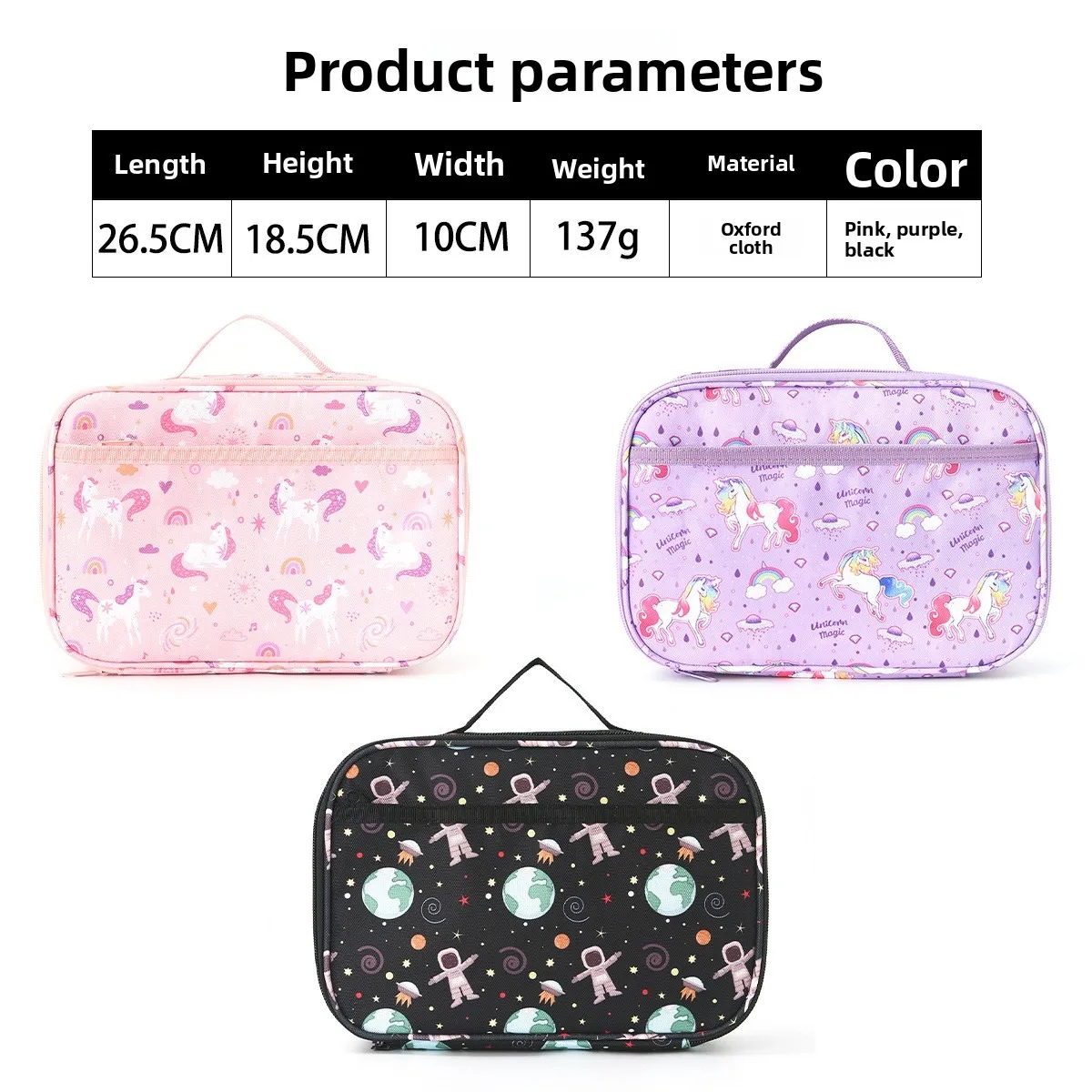 Cartoon Unicorn Shoulder Lunch Bag Children's Portable Bento Bag Student Ice Bag Outdoor Picnic Insulation Bag