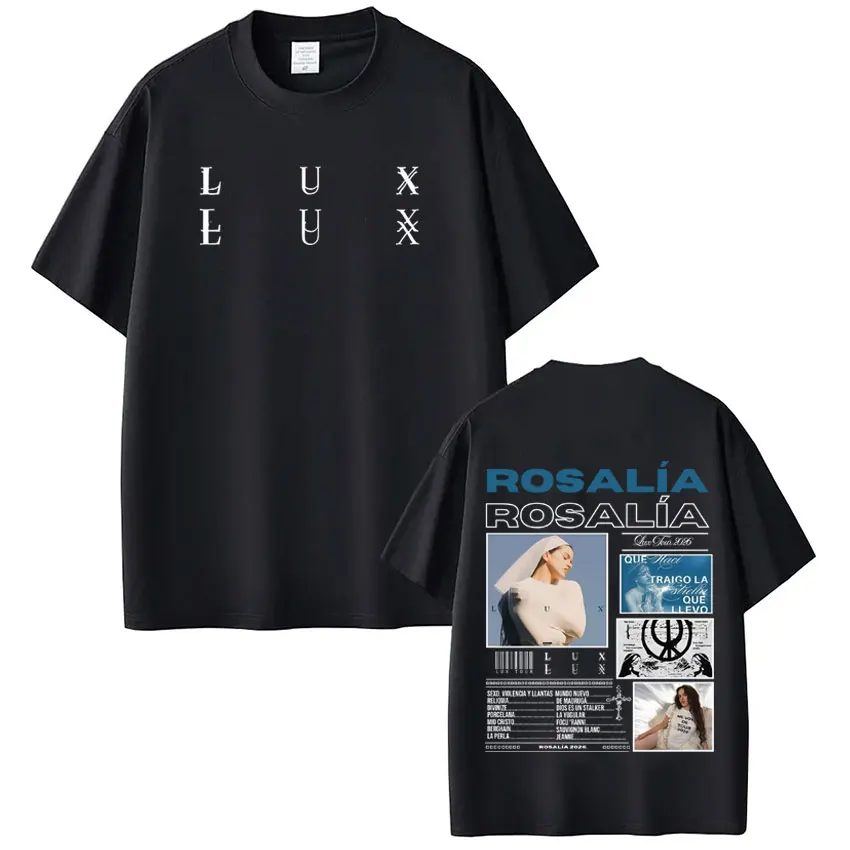 Singer Lux Rosalia Album 2026 Tour Print Tshirt Men Women Fashion T-shirt Short-sleeved Casual Cotton Aesthetic Trendy T-shirts