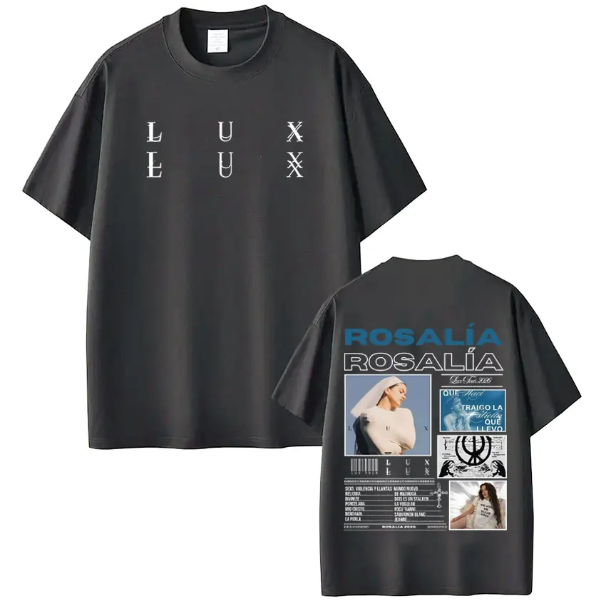 Singer Lux Rosalia Album 2026 Tour Print Tshirt Men Women Fashion T-shirt Short-sleeved Casual Cotton Aesthetic Trendy T-shirts