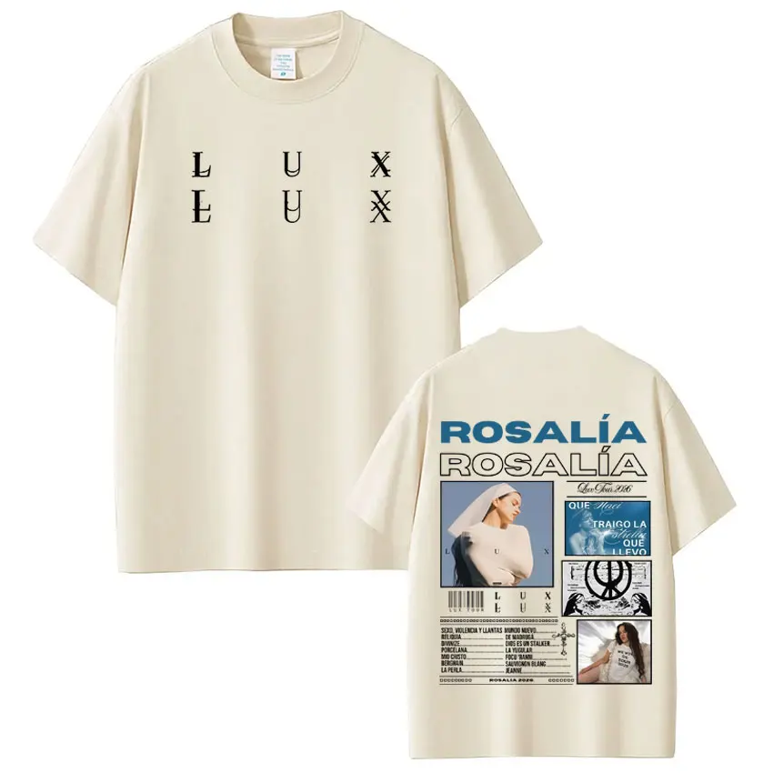 Singer Lux Rosalia Album 2026 Tour Print Tshirt Men Women Fashion T-shirt Short-sleeved Casual Cotton Aesthetic Trendy T-shirts