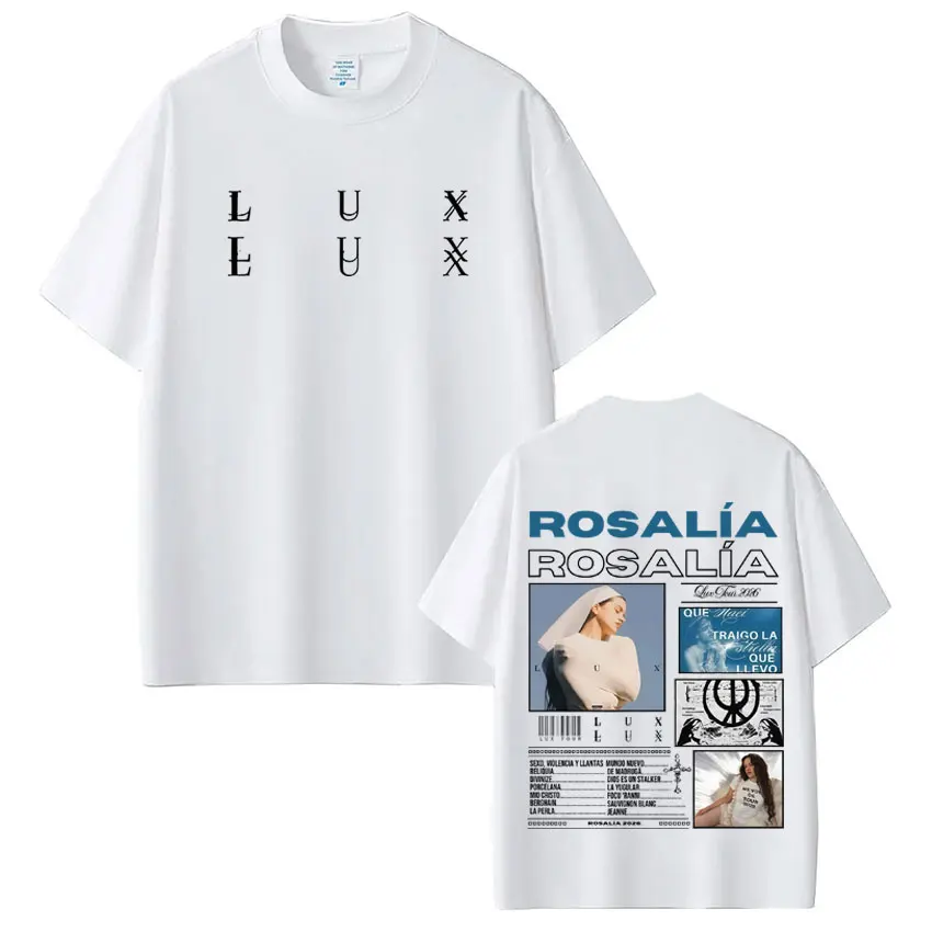 Singer Lux Rosalia Album 2026 Tour Print Tshirt Men Women Fashion T-shirt Short-sleeved Casual Cotton Aesthetic Trendy T-shirts