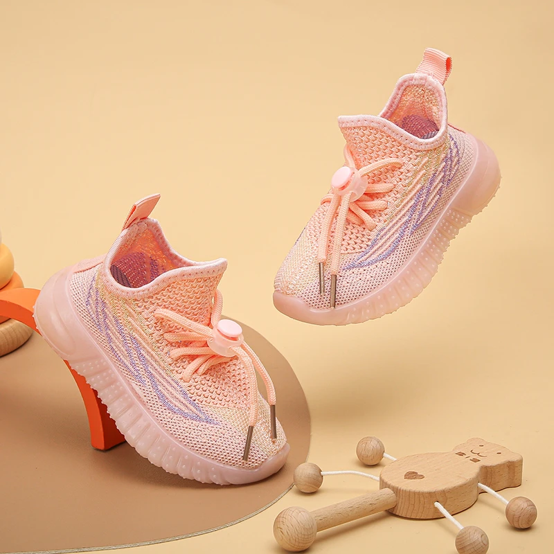Kids Spring and Autumn Sneakers Soft Breathable Running Knitting Infant Teenage Mesh Sports Boy Girl Lightweight Coconut Shoes