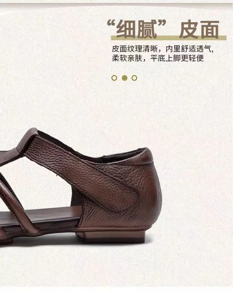 Designer Leather Sandals Women Handmade Woven Literary Style Hollow Flat Roman Sandals Comfortable Ladies Summer Shoes Sandalias
