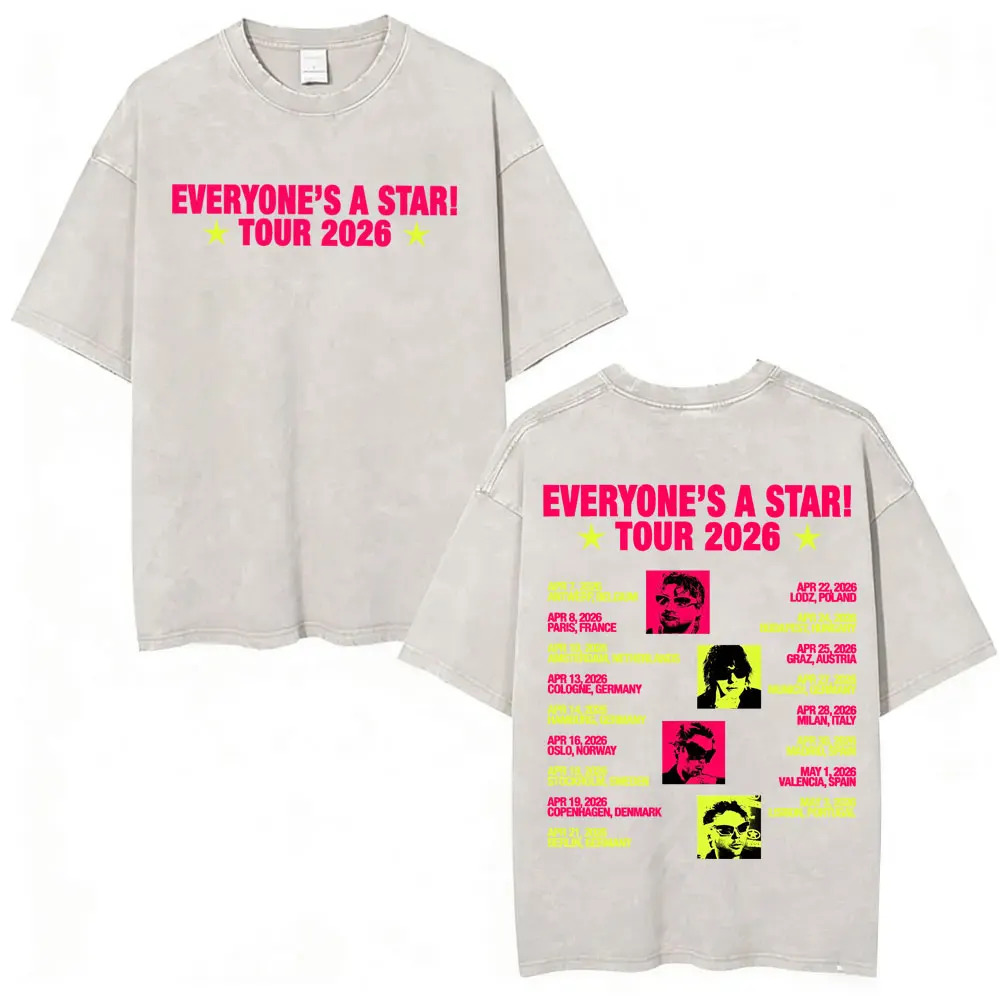 5 Seconds of Summer Everyone's A Star Album World Tour Vintage Washed T-shirts Men Women Gothic Hip Hop Style Oversized T Shirts