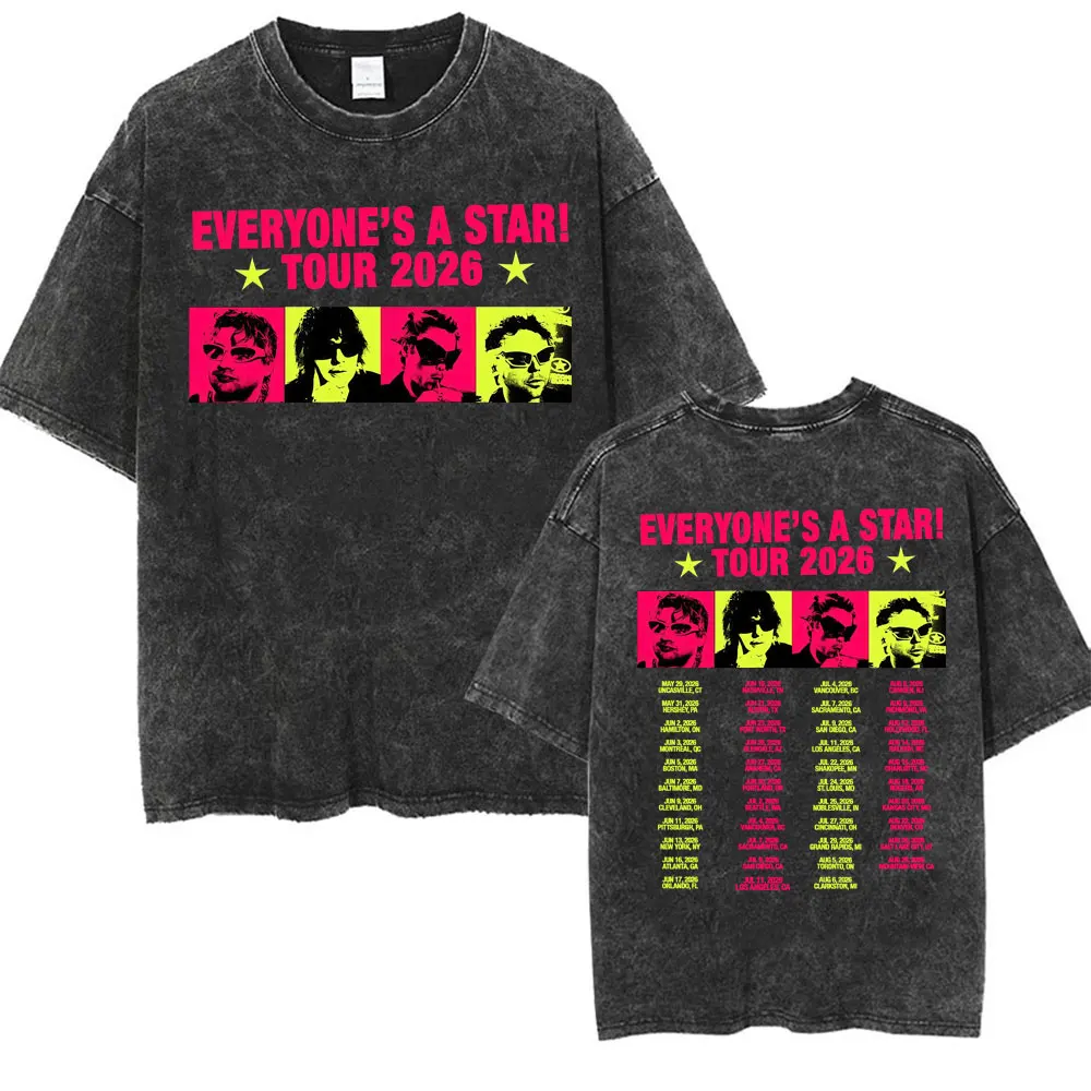 5 Seconds of Summer Everyone's A Star Album World Tour Vintage Washed T-shirts Men Women Gothic Hip Hop Style Oversized T Shirts