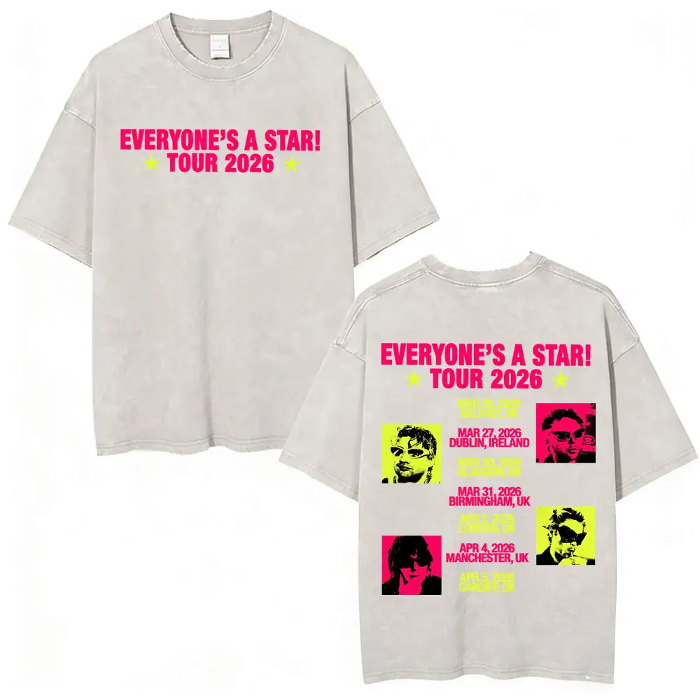 5 Seconds of Summer Everyone's A Star Album World Tour Vintage Washed T-shirts Men Women Gothic Hip Hop Style Oversized T Shirts