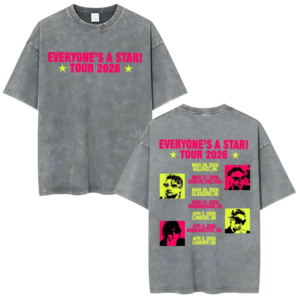 5 Seconds of Summer Everyone's A Star Album World Tour Vintage Washed T-shirts Men Women Gothic Hip Hop Style Oversized T Shirts