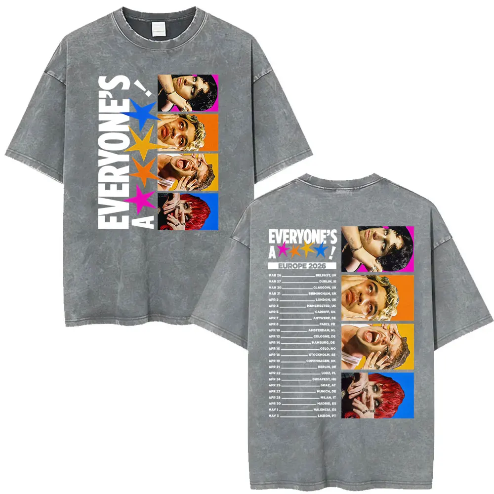 5 Seconds of Summer Everyone's A Star Album World Tour Vintage Washed T-shirts Men Women Gothic Hip Hop Style Oversized T Shirts