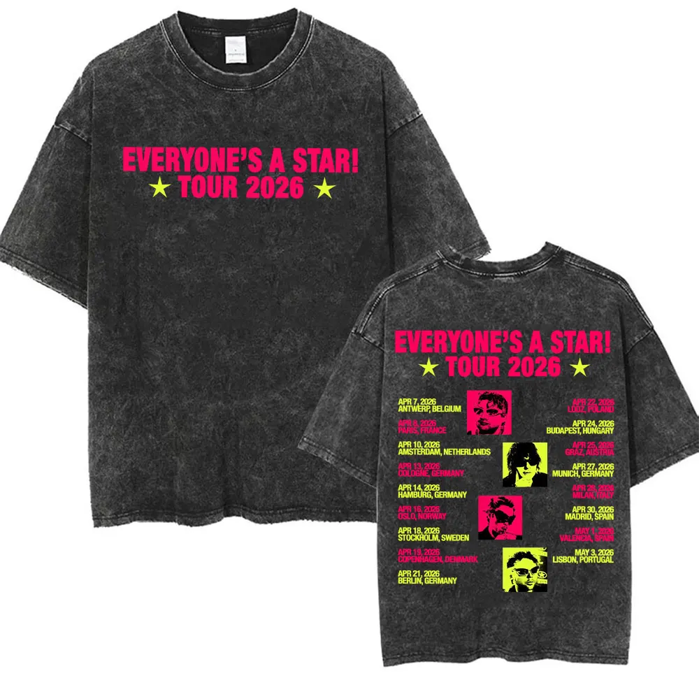 5 Seconds of Summer Everyone's A Star Album World Tour Vintage Washed T-shirts Men Women Gothic Hip Hop Style Oversized T Shirts