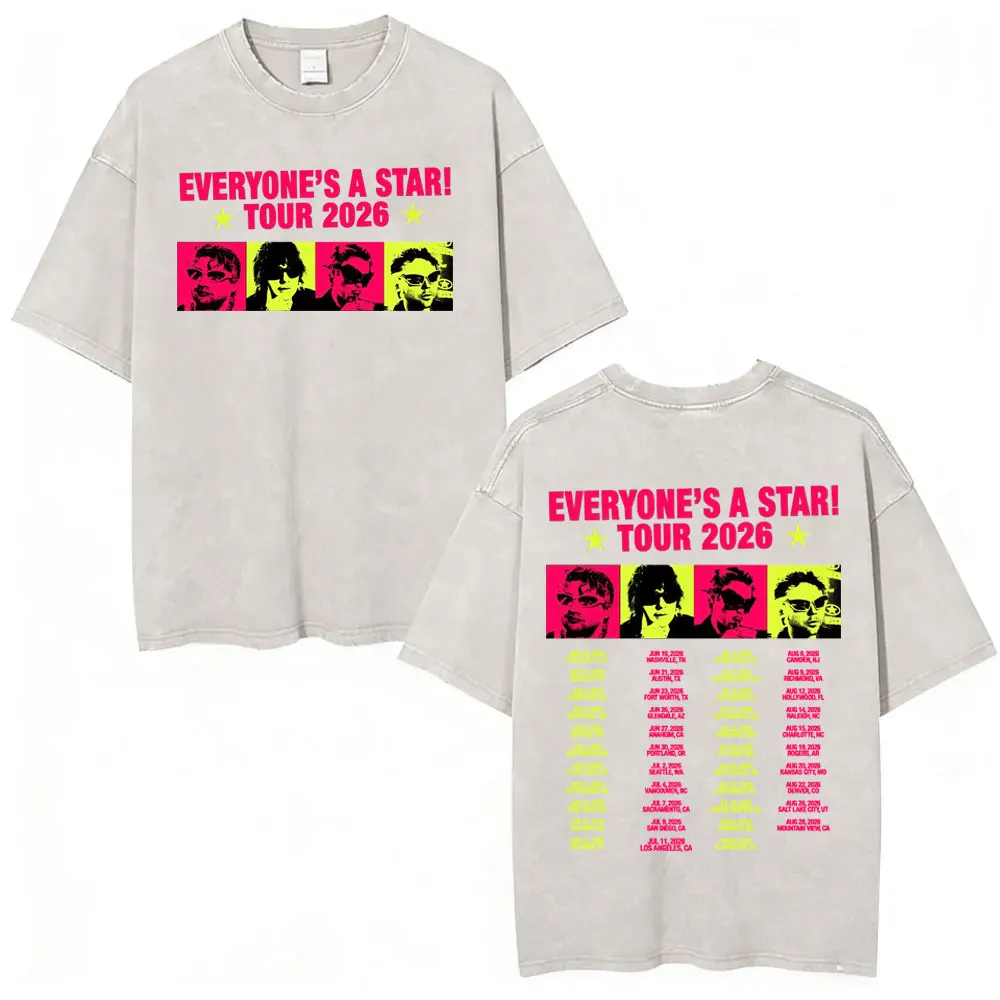5 Seconds of Summer Everyone's A Star Album World Tour Vintage Washed T-shirts Men Women Gothic Hip Hop Style Oversized T Shirts