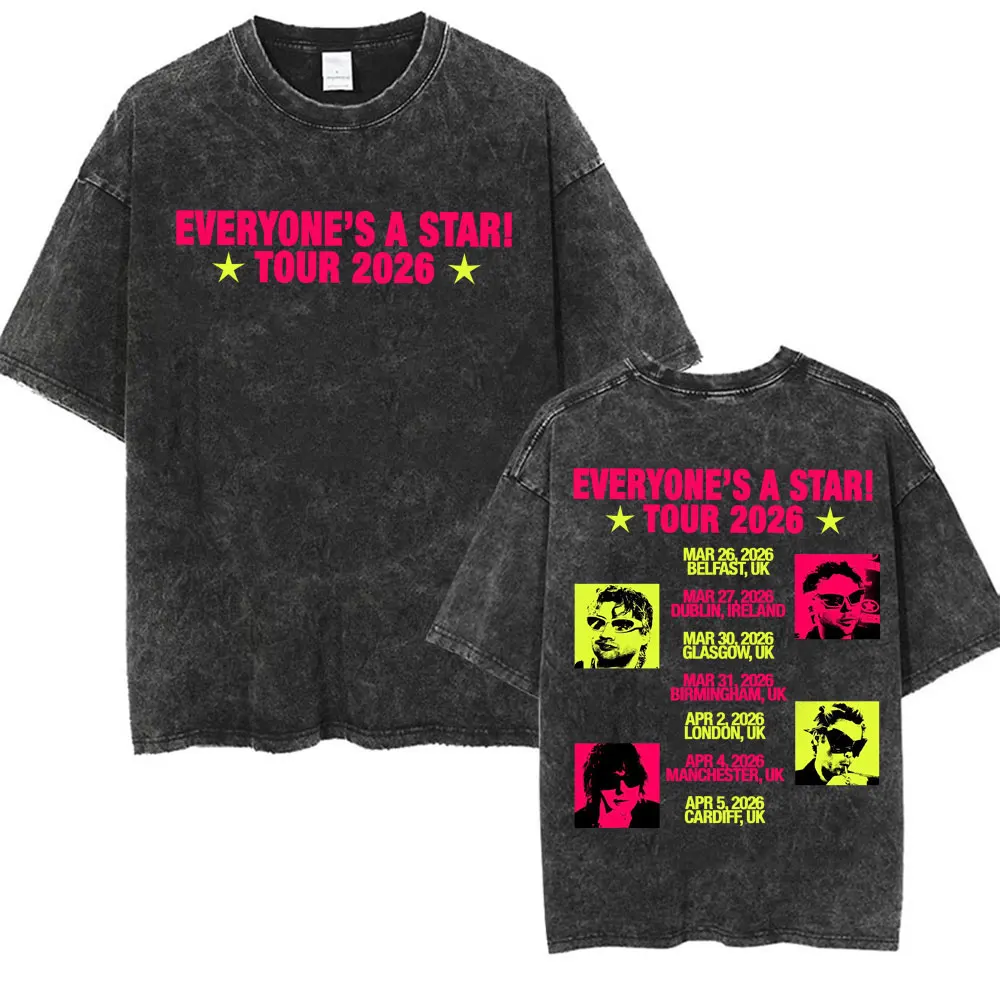 5 Seconds of Summer Everyone's A Star Album World Tour Vintage Washed T-shirts Men Women Gothic Hip Hop Style Oversized T Shirts