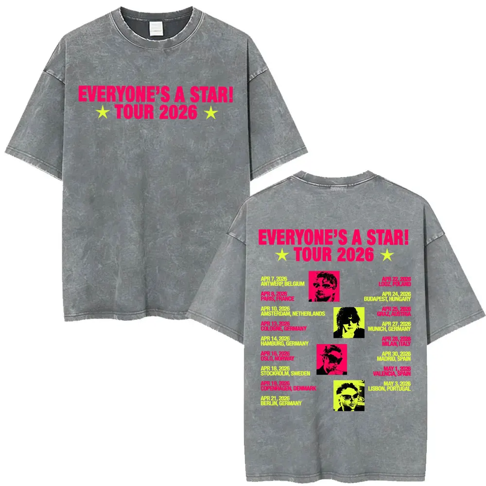 5 Seconds of Summer Everyone's A Star Album World Tour Vintage Washed T-shirts Men Women Gothic Hip Hop Style Oversized T Shirts