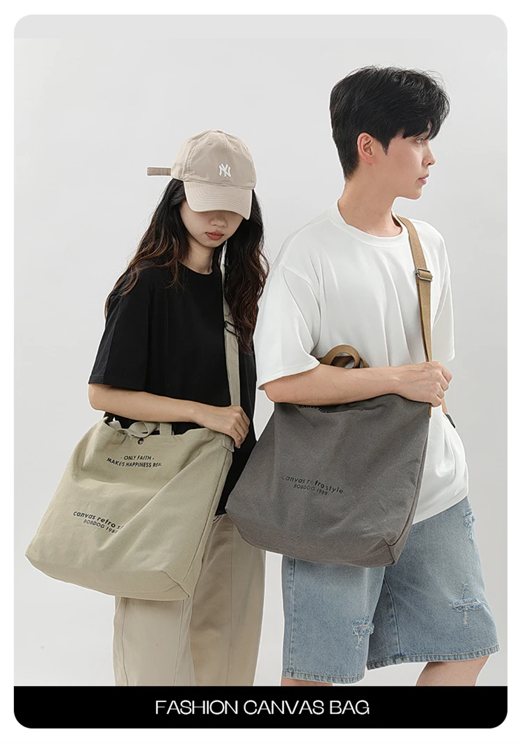 Bolso Tote Retro De Lona Gruesa a La Moda Con Correa Para Hombro, Bolso Casual De Gran Capacidad, Mochila Bandolera Multiusos