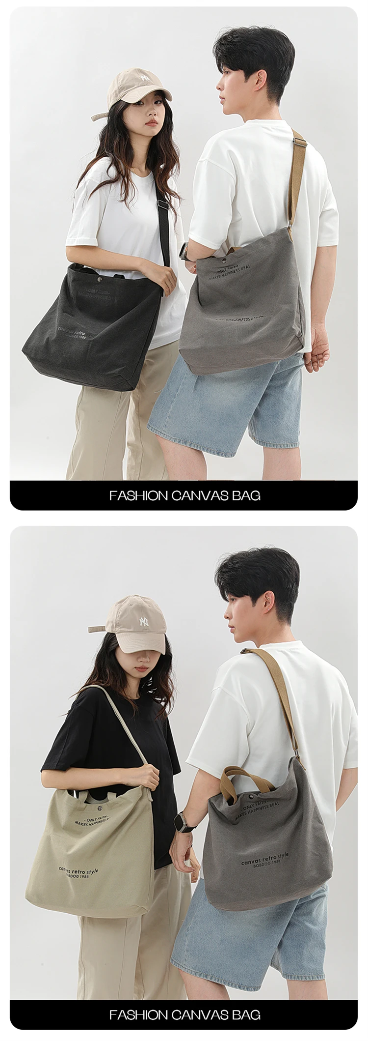 Bolso Tote Retro De Lona Gruesa a La Moda Con Correa Para Hombro, Bolso Casual De Gran Capacidad, Mochila Bandolera Multiusos