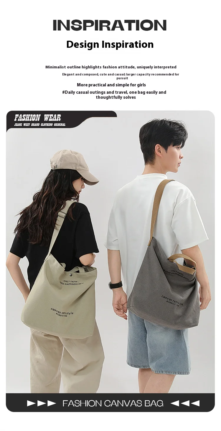 Bolso Tote Retro De Lona Gruesa a La Moda Con Correa Para Hombro, Bolso Casual De Gran Capacidad, Mochila Bandolera Multiusos