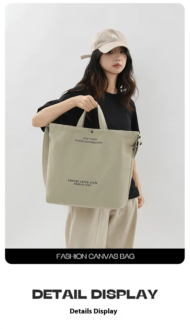 Bolso Tote Retro De Lona Gruesa a La Moda Con Correa Para Hombro, Bolso Casual De Gran Capacidad, Mochila Bandolera Multiusos