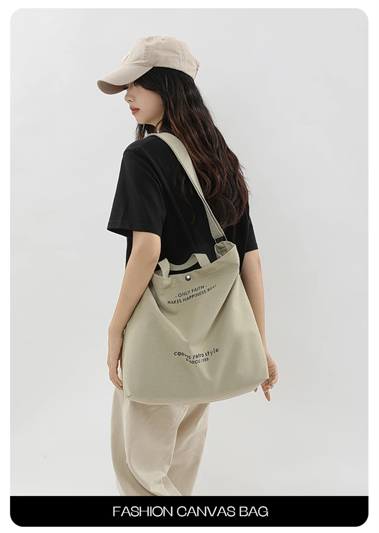 Bolso Tote Retro De Lona Gruesa a La Moda Con Correa Para Hombro, Bolso Casual De Gran Capacidad, Mochila Bandolera Multiusos