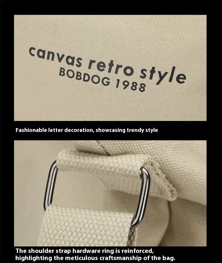 Bolso Tote Retro De Lona Gruesa a La Moda Con Correa Para Hombro, Bolso Casual De Gran Capacidad, Mochila Bandolera Multiusos
