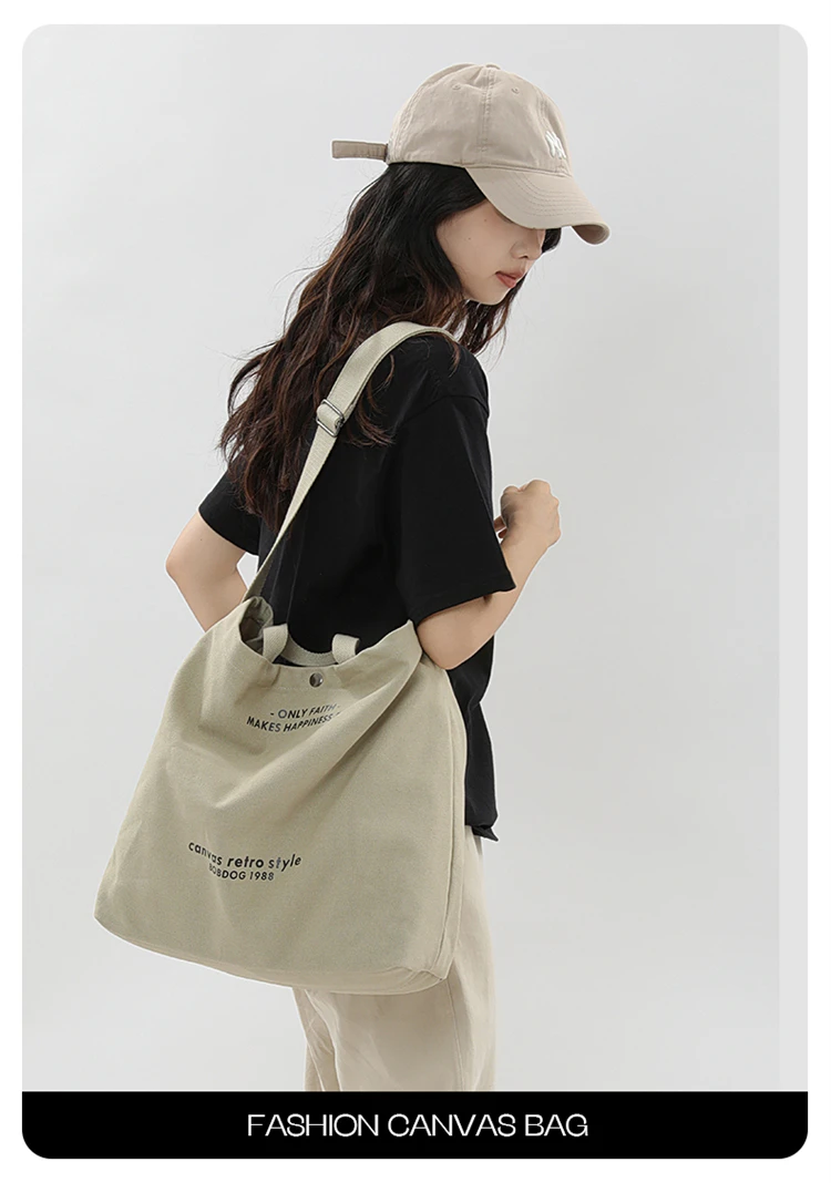 Bolso Tote Retro De Lona Gruesa a La Moda Con Correa Para Hombro, Bolso Casual De Gran Capacidad, Mochila Bandolera Multiusos