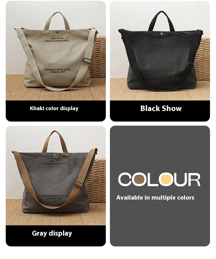 Bolso Tote Retro De Lona Gruesa a La Moda Con Correa Para Hombro, Bolso Casual De Gran Capacidad, Mochila Bandolera Multiusos