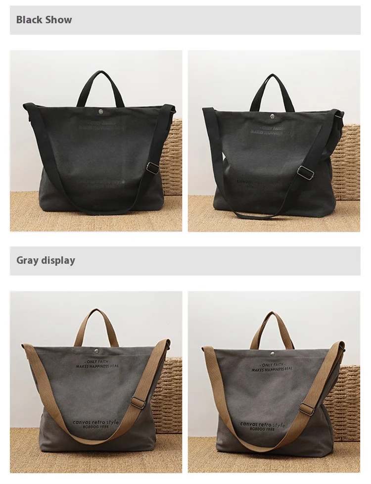 Bolso Tote Retro De Lona Gruesa a La Moda Con Correa Para Hombro, Bolso Casual De Gran Capacidad, Mochila Bandolera Multiusos