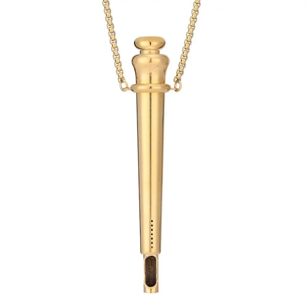 Meditation Anxiety Breathing Necklace Large Size Stainless Steel Pendant Stress Relief Mindfulness Calm Quit Smoking Vaping Aid