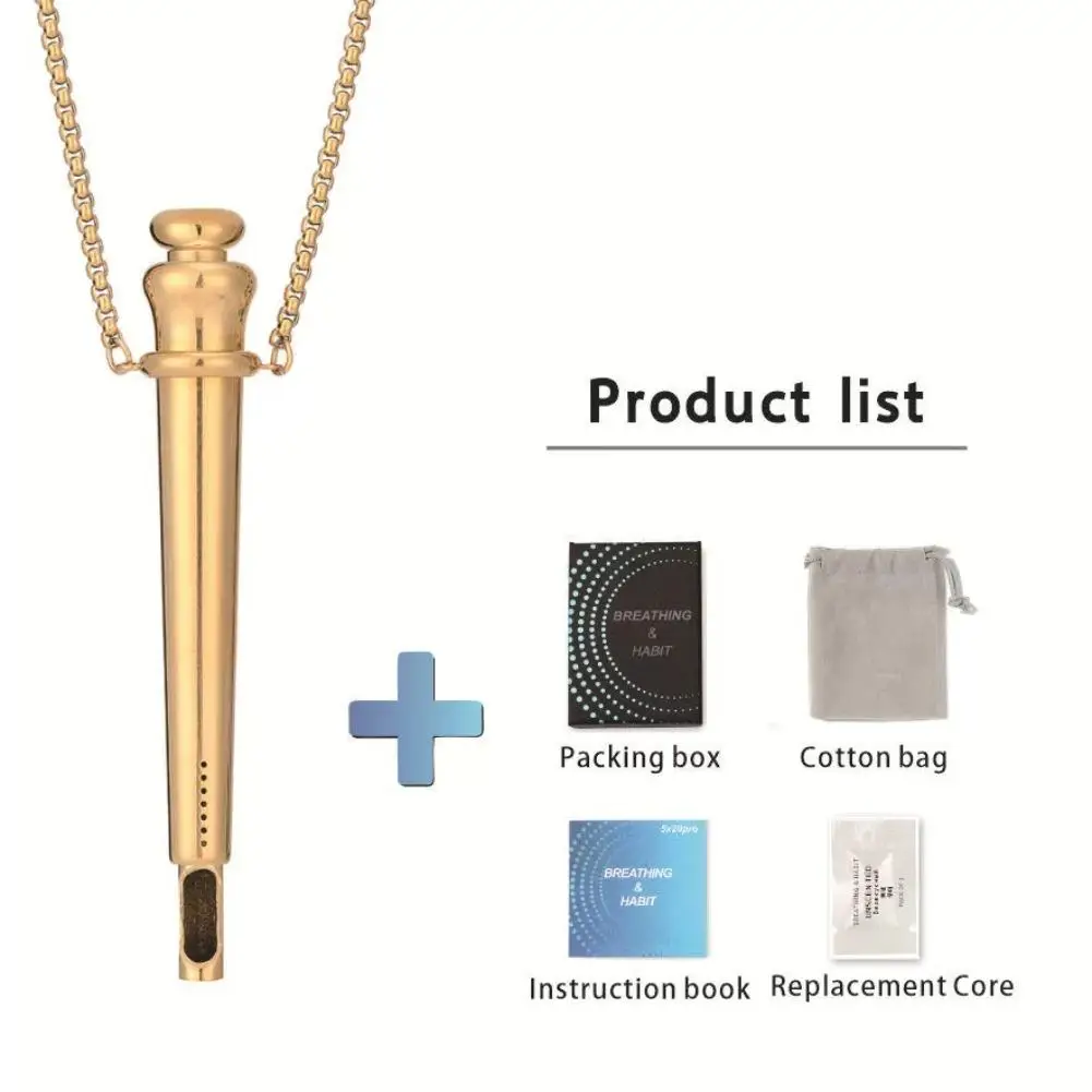 Meditation Anxiety Breathing Necklace Large Size Stainless Steel Pendant Stress Relief Mindfulness Calm Quit Smoking Vaping Aid