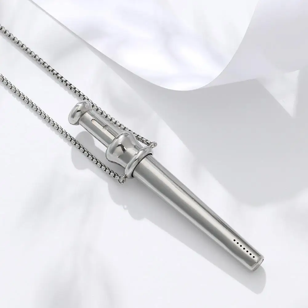 Meditation Anxiety Breathing Necklace Large Size Stainless Steel Pendant Stress Relief Mindfulness Calm Quit Smoking Vaping Aid